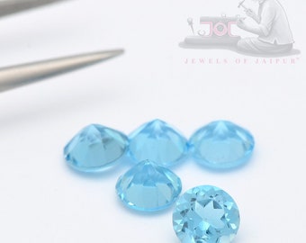 Natural Swiss Blue Topaz Calibrated Size 5mm Faceted Cut Round  Blue Color AAA Quality Loose Gemstone Lot For Sale