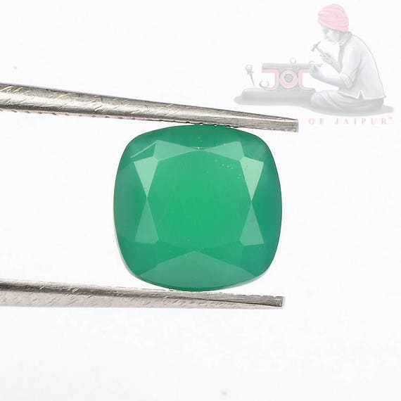Onyx Cushion Gemstone 7mm Natural Green Onyx Calibrated Size 5mm 6mm 8mm Faceted Cut Cushion Top Quality Loose Gemstone