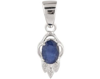 925 Sterling Silver Natural Blue Sapphire Gemstone Pendant , Oval Cut Emerald, Ruby gemstone charm, Silver charm pendant, gemstone pendants