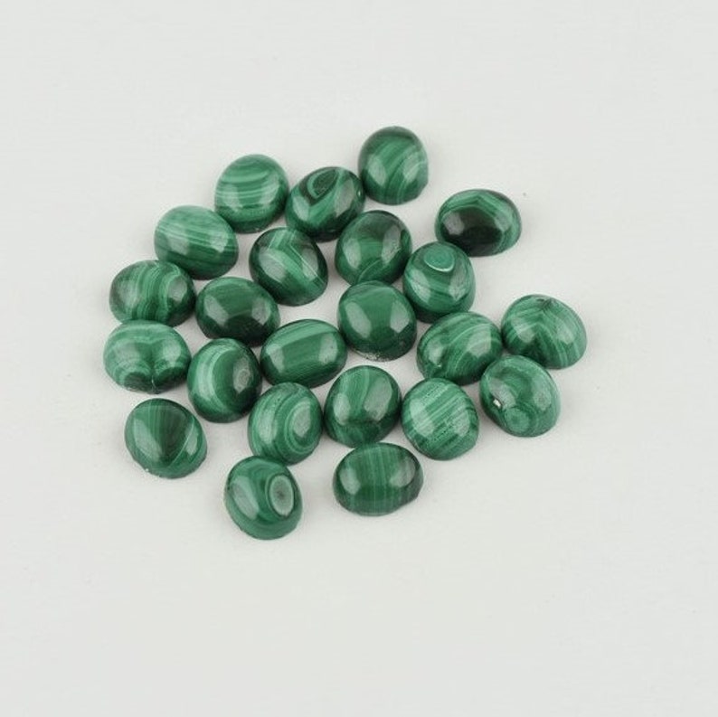 Green Tones Accented With Black Striations Gemstone Cabochon Natural Malachite Oval 9x11mm Cabochon