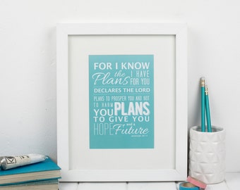 Jeremiah 29:11 Framed Bible verse print - Christian Gifts - Christian Print - Faith Prints - Gift for Him - Gift for Her