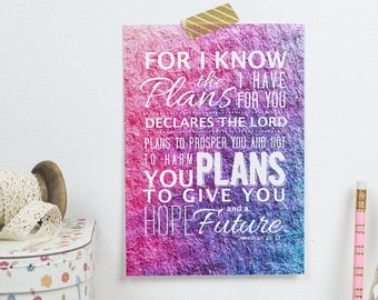 Jeremiah 29:11 Bijbelvers getextureerde effect ingelijste afdrukken - christelijke Gifts - Christian Print - geloof Prints - Gift voor hem - cadeau voor haar