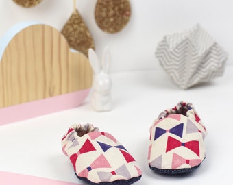 Soft fabric bow baby shoes -  slip on baby shoes - baby shower gift - baby shoes girl - new baby gift