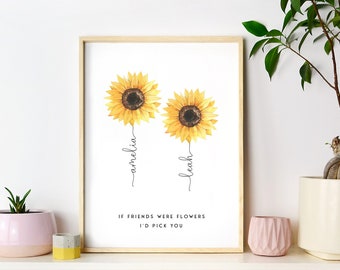 Gift for friend - Best friend gift - Bestie gift - Birthday gift - Personalised girl gift- Flower print - Gift for her - BFF - Print for her