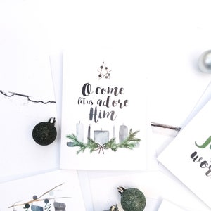 O kom Let Us Adore Him Christmas Card - Kerstkaart - Kerstkaart Sets - Christelijke kaart - Christelijke Kerstkaart - Christelijke Geschenken