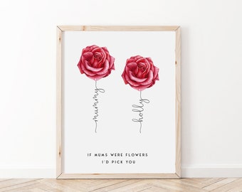 Regalo personalizzato per la festa della mamma - Regalo per la festa della mamma per la mamma - Stampa floreale - Regalo di compleanno - Regalo mamma - Regalo mamma e figlia - Regalo per Nan