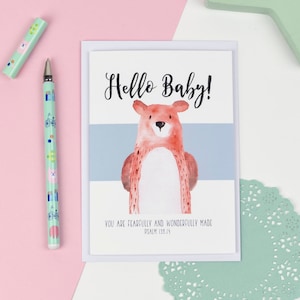 New baby Luxury card - You are fearfully and wonderfully made - Baby card -  Christening Card - Dedication Card - New Baby card