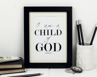 1 John 3:1 Framed Bible Verse Print - Christian Gifts - Christian Print - Faith Prints - Gift for Him - Gift for Her - New baby gift