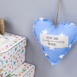 You are fearfully and wonderfully made encouragement fabric heart