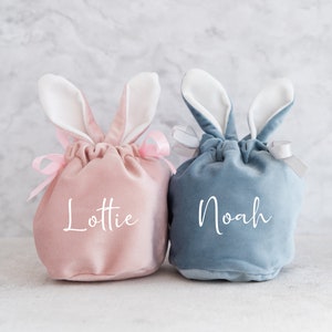 Easter bunny bags - Personalised easter bags - bunny bag - easter egg hunt - velvet bunny treat bag - Easter treat - Easter gift for kids