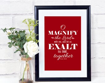 Framed bible verse print Psalm 34:3 - Bible verse print - Christian print - Gifts for her - Gifts for him