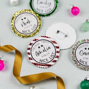 Personalised nice list badge Christmas nice list badge Children's Christmas badge Christmas Eve box Christmas gift Christmas badge image 2