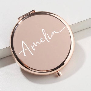 Kompaktspiegel personalisierter Spiegel Taschenspiegel faltbarer Spiegel Geschenke für Teenager Make-up-Geschenk Geschenk für Braut Brautspiegel Rose Gold