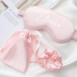 Personalisierte Augenmaske und Scrunchie Set - Augenmaske Set - Pamper Set für Sie - Personalisierte Augenmaske Set - Brautjungfer Augenmaske - Pamper Party