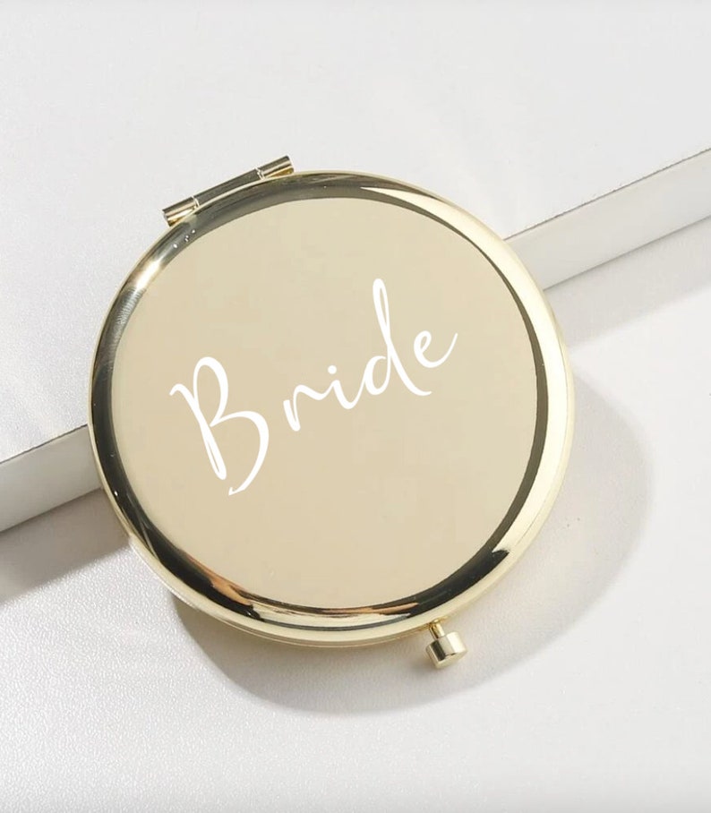 Compact mirror Personalised mirror Pocket mirror Foldable mirror Gifts for teens Make up gift Gift for bride Bride mirror Gold