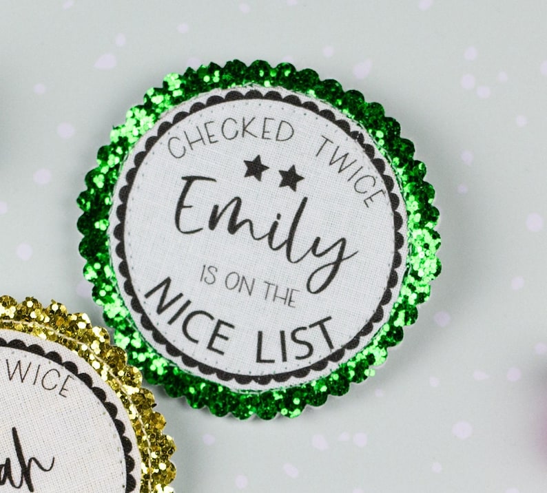 Personalised nice list badge Christmas nice list badge Children's Christmas badge Christmas Eve box Christmas gift Christmas badge Green