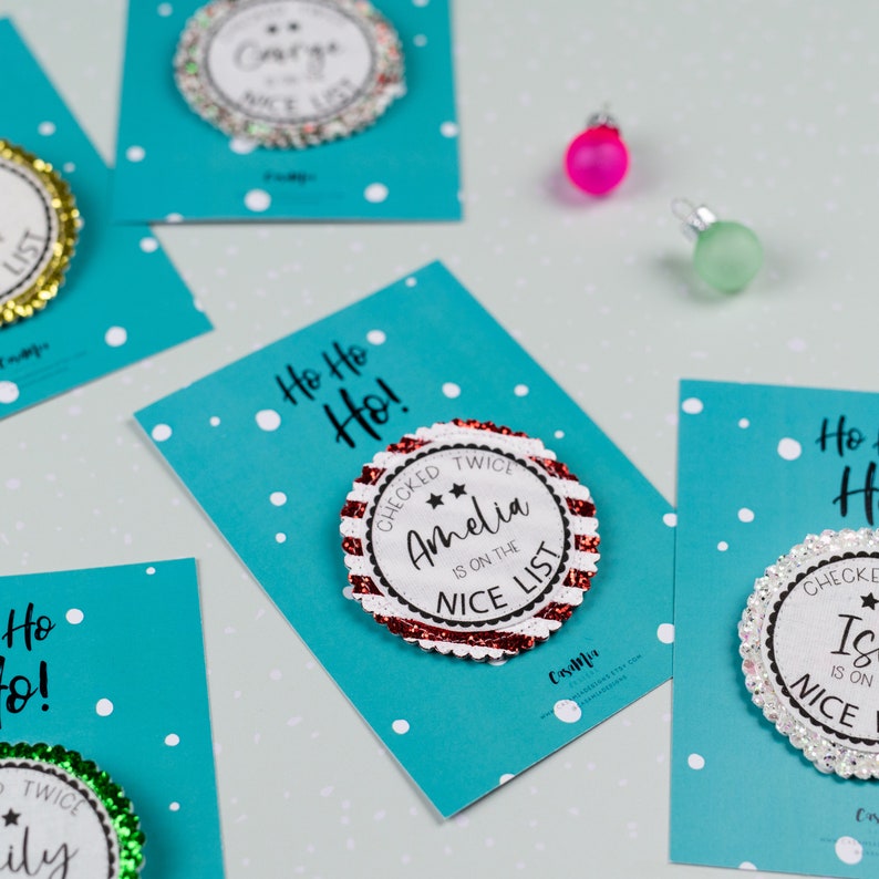 Personalised nice list badge Christmas nice list badge Children's Christmas badge Christmas Eve box Christmas gift Christmas badge image 3