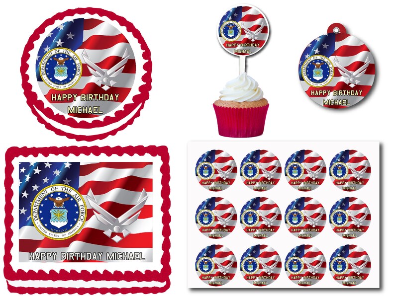 United States Us Flag Air Force Emblem Edible Cake Cookie Etsy