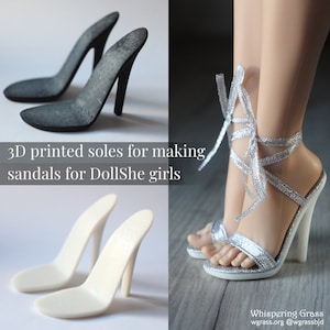 3D printed soles for making sandals for DollShe Amanda/Erica (1 pair)