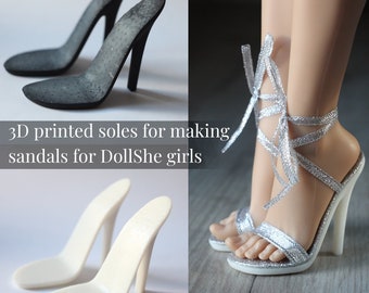 3D printed soles for making sandals for DollShe Amanda/Erica (1 pair)