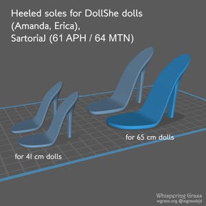 Archivos STL DIGITAL: Suelas para hacer sandalias de tacón de aguja para muñecas BJD DollShe y SartoriaJ hembras + instrucciones