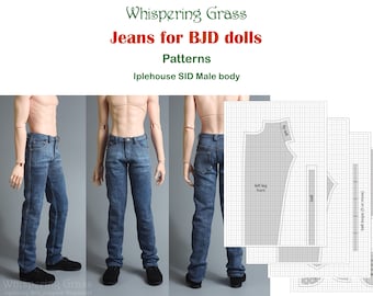 Digital PDF Pattern: Jeans for Iplehouse SID male BJD doll - Muscle type