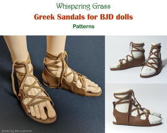 Digital PDF Pattern: Greek Sandals for BJD dolls