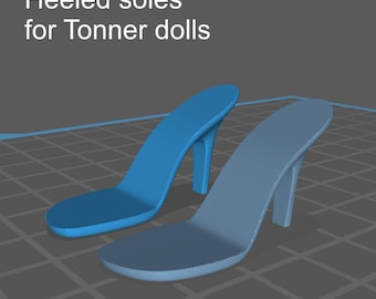 May include: Two blue plastic heeled shoe soles for Tonner dolls. The soles are designed to be attached to doll feet.