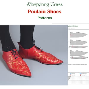 Digital PDF Pattern: Red Poulain Shoes with Painted Floral Patterns