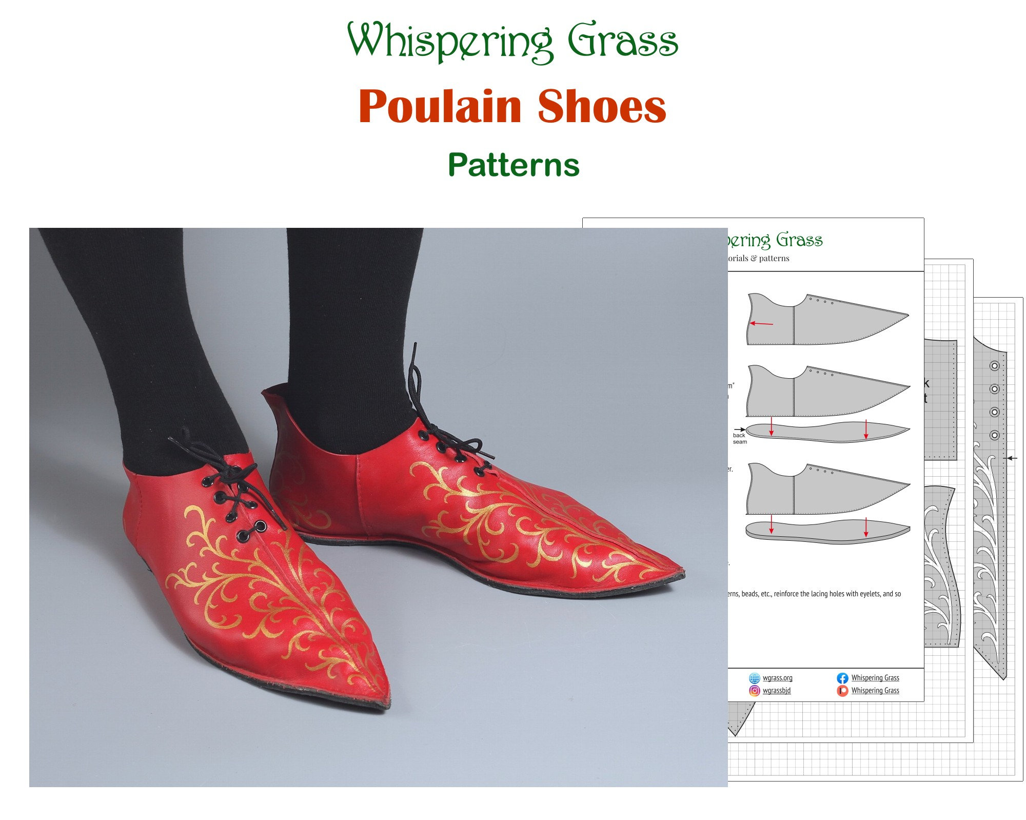 Digital PDF Pattern: Red Poulain Shoes With Painted Floral Patterns - Etsy