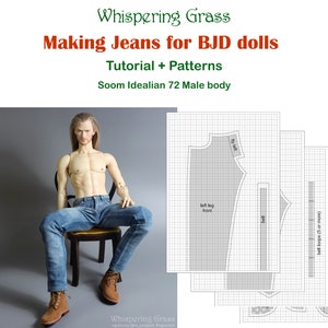 Digital PDF Tutorial + Pattern: Making Jeans for Soom Idealian 72 male BJD doll