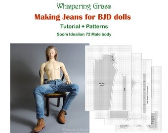 Digital PDF Tutorial + Pattern: Making Jeans for Soom Idealian 72 male BJD doll
