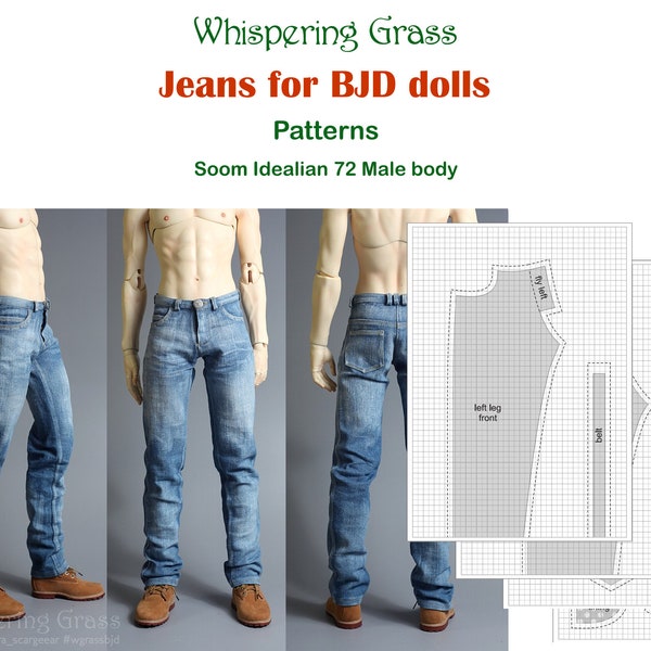 Digital PDF Pattern: Jeans for Soom Idealian male BJD doll