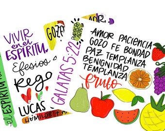 Fruto del Espiritu, Bible Journaling Printable ESPAÑOL,  Digital Print,