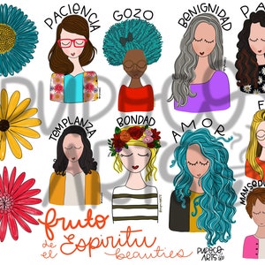Fruto del Espiritu BEAUTIES, Bible Journaling Printable ESPAÑOL,  Digital Print,