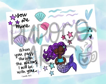 Mermaid Bible Journaling Printable, Isaiah 43