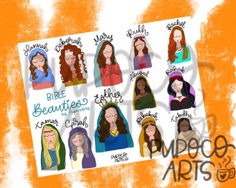 Women of the Bible Journaling Printable, Digital Print, PupocoARTS Bible Beauties,