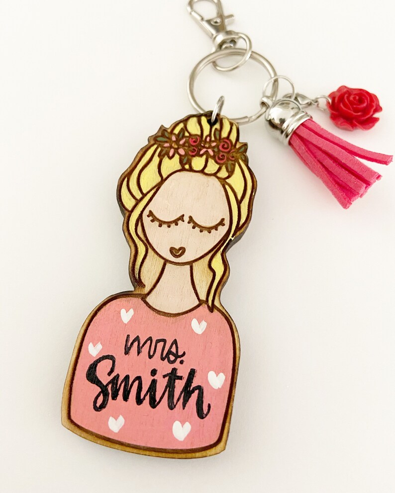 Personalized Handpainted Name Keychain wood Keychain Gift Etsy