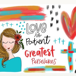 Love is patient 1 Corinthians 13 Bible Journaling Printable, Digital Print,