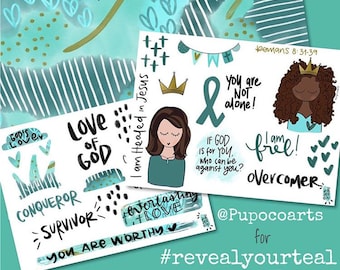 Romanos 8 Más que Conquistador, REVEAL SU TEAL Bible Journaling Imprimible, Impresión Digital,