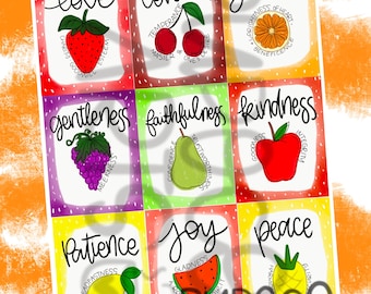 Fruit of the Spirit digital print cards, Bible journaling Print