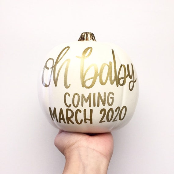 Oh Baby / Baby Announcement / ON SALE / Calligraphy Pumpkin