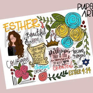 Perhaps ESTHER  Bible Journaling Printable, Digital Print,