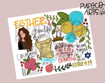 Perhaps ESTHER  Bible Journaling Printable, Digital Print,