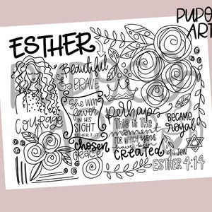 Perhaps ESTHER Coloring  Bible Journaling Printable, Digital Print,