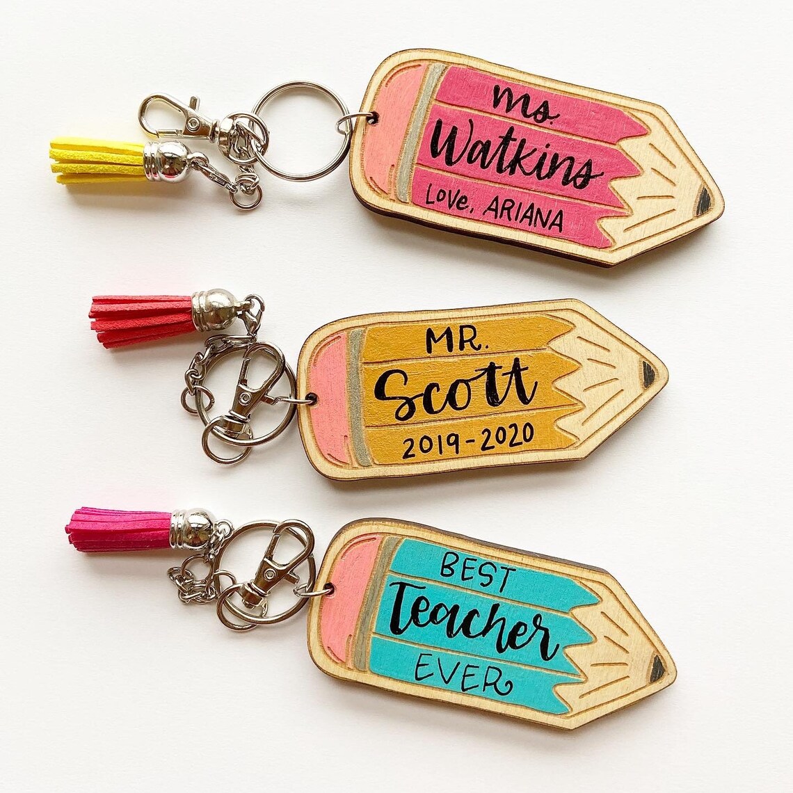 Personalized Handpainted Name Keychain Wood keychain gift Etsy