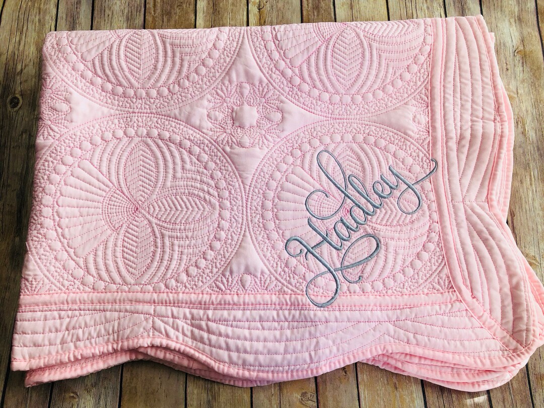 PINK Personalized Baby Quilt Cotton Blanket Monogrammed Etsy