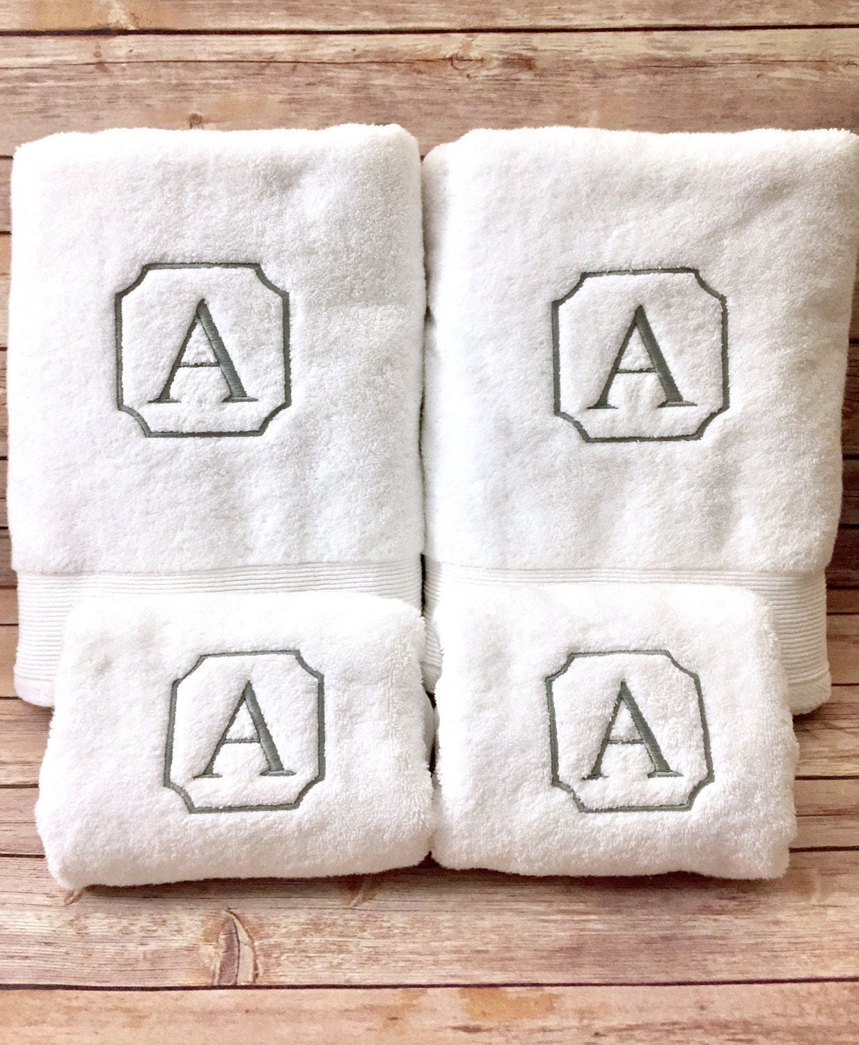 Single letter bath towels Monogrammed towel set Decorative Etsy
