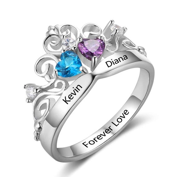 Engravable birthstone shop rings