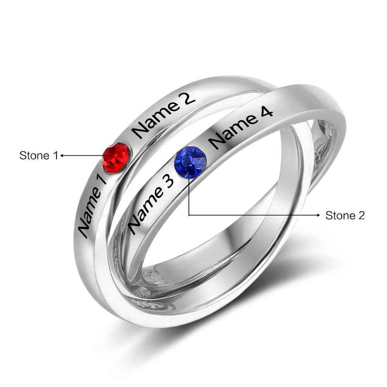 Birthstone Ring Mother/'s Ring Sterling Silver Personalized Engravable Ring JEWJORI102738